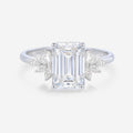 6*9mm 2.0 Carat Emerald cut Moissanite Cluster Engagement Ring