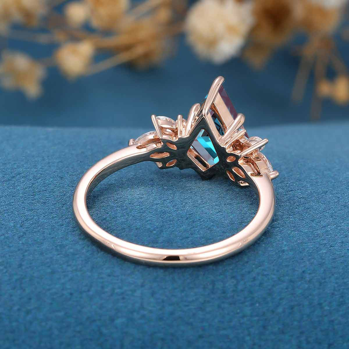 Kite Cut Alexandrite | Diamond  Engagement Ring