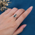 Long Hexagon cut Moss Agate Solid Gold Engagement Ring