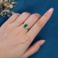 Oval cut Lab grown Emerald Solid Gold Engagement Ring