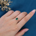 Bezel setting Hexagon cut Lab grown Emerald Solid Gold Engagement Ring