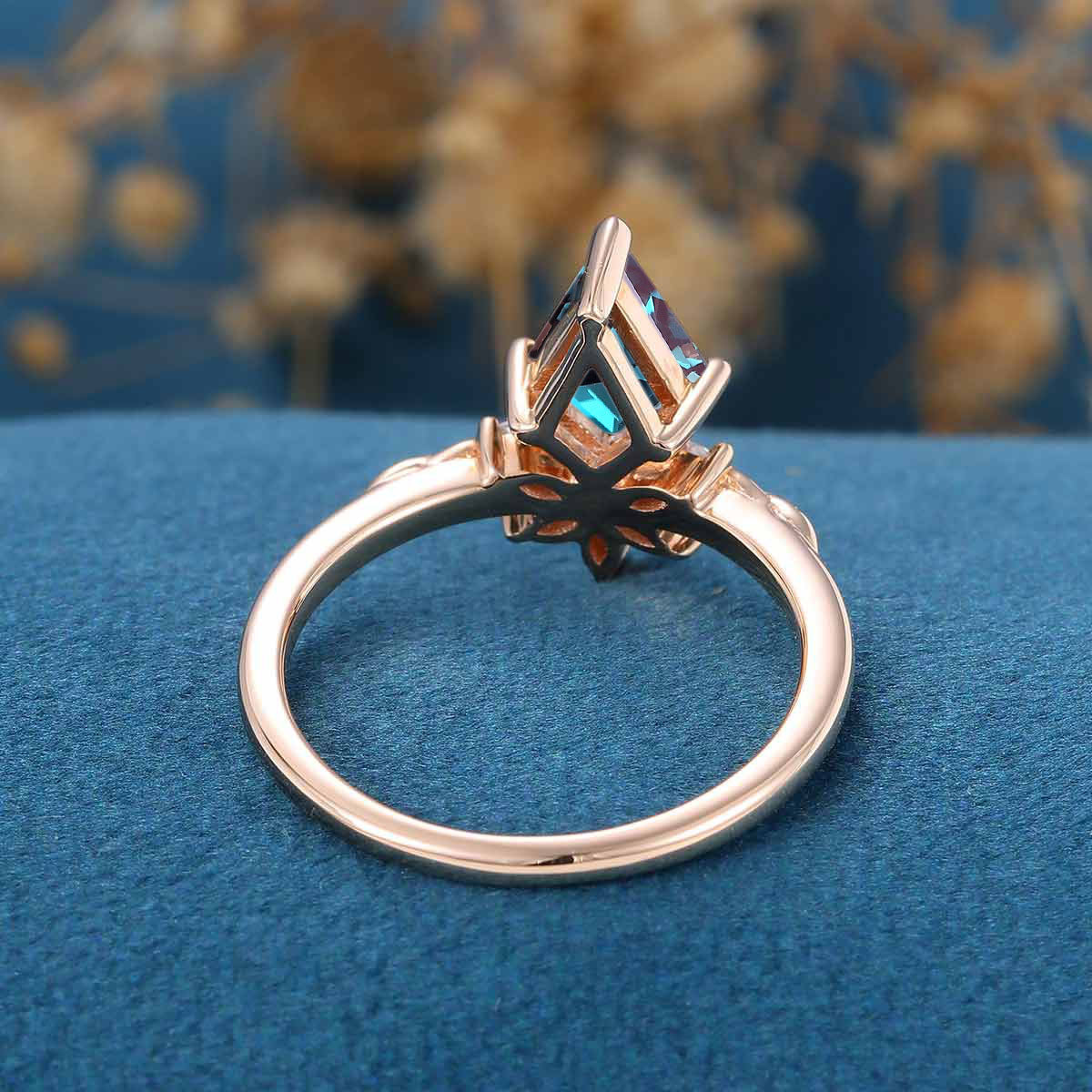 Kite Cut Alexandrite | Diamond  Engagement Ring