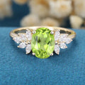 1.5Carat Oval cut Olivine Cluster Engagement Ring