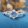 Round Cut Lab Alexandrite Engagement Ring