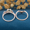 Vintage Round cut Lab Emerald Wedding Bridal set