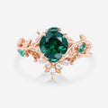 Vintage Round cut Lab Emerald Wedding Bridal set