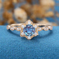 Round Cut Lab Alexandrite Engagement Ring