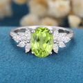 1.5Carat Oval cut Olivine Cluster Engagement Ring