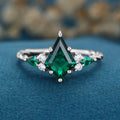Kite cut Lab grown Emerald Solid Gold Engagement Ring