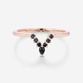 Pear cut Black onyx Curved Wedding Band Ring
