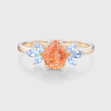 1.2 Carat Pear Sun Stone Cluster Engagement Ring