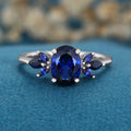 Pear Cut Lab Blue Sapphire Solid Gold Engagement Ring