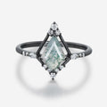 Kite cut Moss Agate Gold Engagement Ring