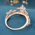 Kite Cut Natural Green Moss Agate Cluster Engagement Ring