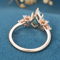 Kite Cut Natural Green Moss Agate Cluster Engagement Ring