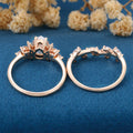 1.2Carat Pear cut Moissanite Engagement Ring Cluster Diamonds Rose Gold Wedding Bridal Set (Copy)