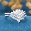 Nature Inspired 1.8Carat Oval cut Lab grown diamond Bridal Set