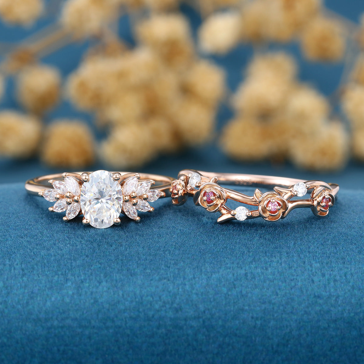 Oval cut 1.0 Carat Lab-Grown Diamond Wedding Bridal set