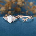Long Hexagon cut Lab-Grown Diamond Wedding Bridal Set