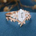 Long Hexagon cut Lab-Grown Diamond Wedding Bridal Set