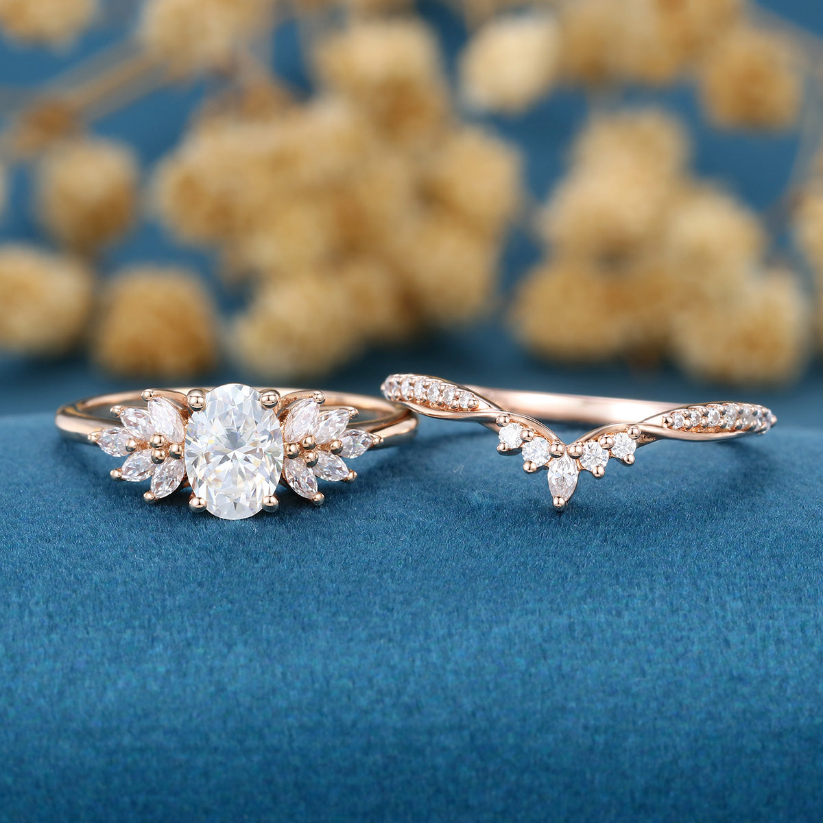 Oval cut 1.0 Carat Lab-Grown Diamond Wedding Bridal set