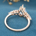 Kite Cut Natural Green Moss Agate Cluster Engagement Ring