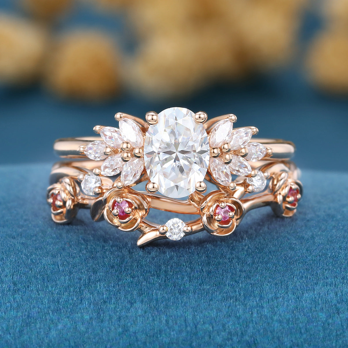 Oval cut 1.0 Carat Lab-Grown Diamond Wedding Bridal set