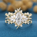 1.0Carat Marquise cut Lab-Grown Diamond Cluster Wedding Bridal set