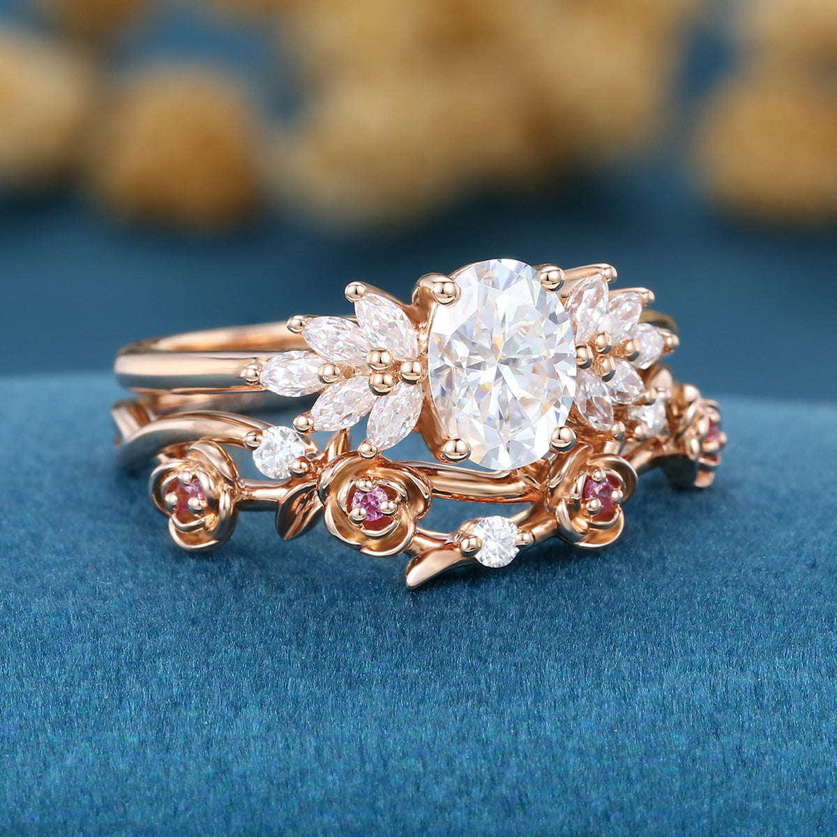 Oval cut 1.0 Carat Lab-Grown Diamond Wedding Bridal set
