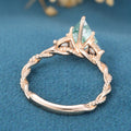 Kite Cut Natural Green Moss Agate Cluster Engagement Ring