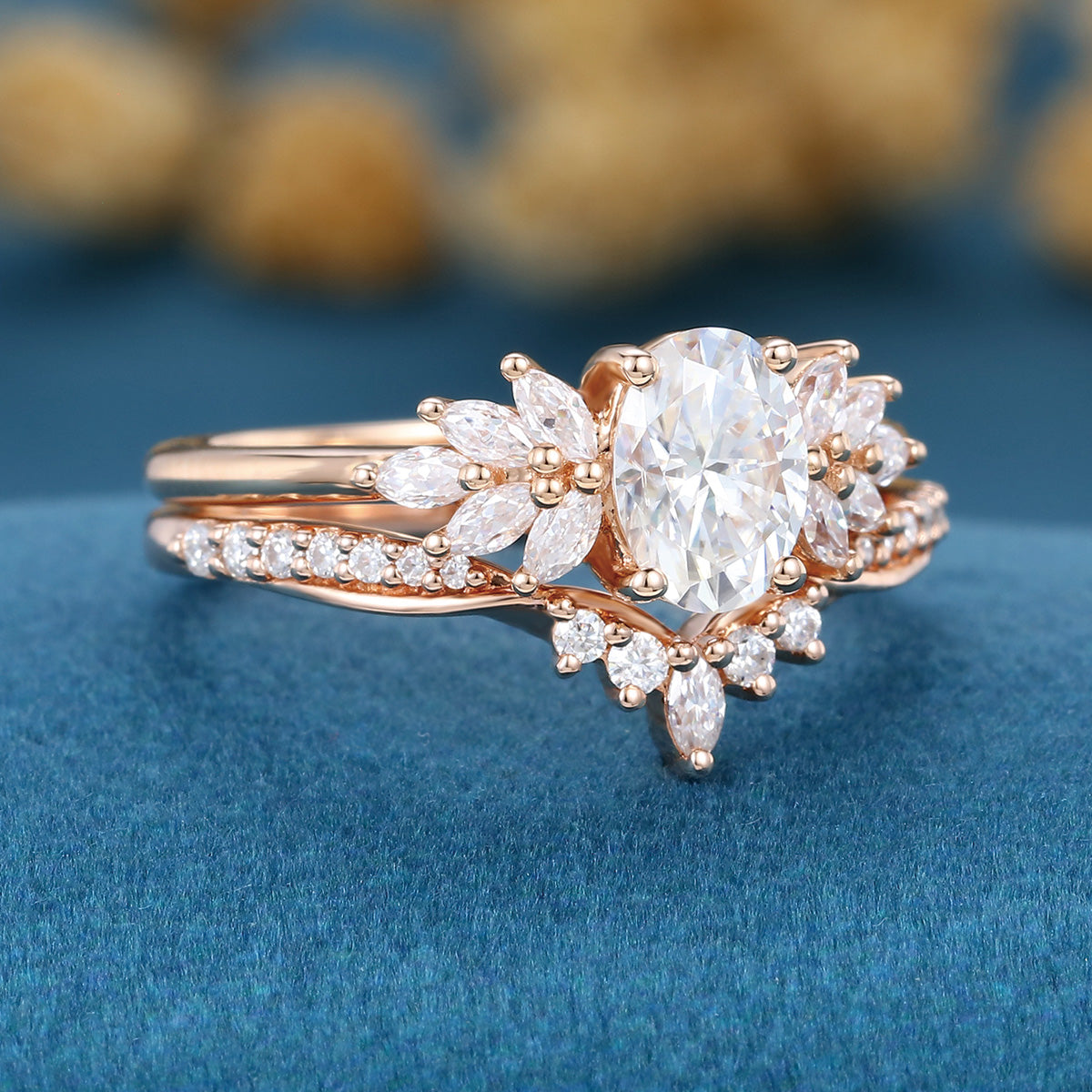 Oval cut 1.0 Carat Lab-Grown Diamond Wedding Bridal set
