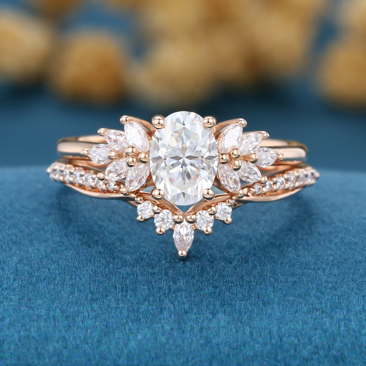 Oval cut 1.0 Carat Lab-Grown Diamond Wedding Bridal set