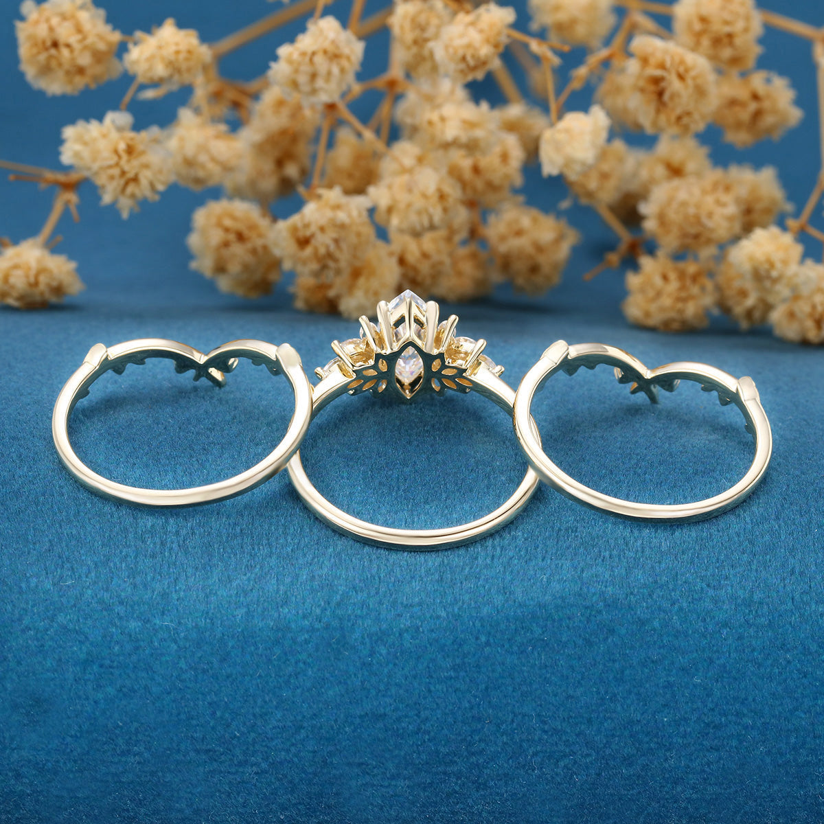 Marquise cut Moissanite Cluster Engagement Bridal Set (Copy)