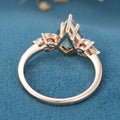 Kite Cut Natural Green Moss Agate Cluster Engagement Ring