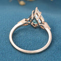 Kite Cut Natural Green Moss Agate Cluster Engagement Ring