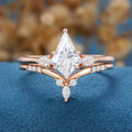 Kite cut Lab-Grown Diamond Rose gold Cluster Diamond Wedding Bridal Set