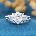 Nature Inspired 1.8Carat Oval cut Lab grown diamond Bridal Set