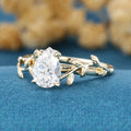 Pear cut Lab-Grown Diamond Leaf Rose Gold Engagement Ring