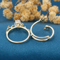 Pear cut Lab-Grown Diamond Leaf Rose Gold Wedding Bridal set
