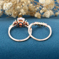 Oval cut Lab Pink Opal Rose Gold Matching Lab Grown Emerald |  Natural Pink Sapphires  Rose Gold Wedding Bridal Set