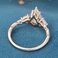 Kite Cut Natural Green Moss Agate Cluster Engagement Ring