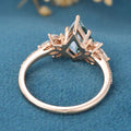Kite Cut Natural Green Moss Agate Cluster Engagement Ring