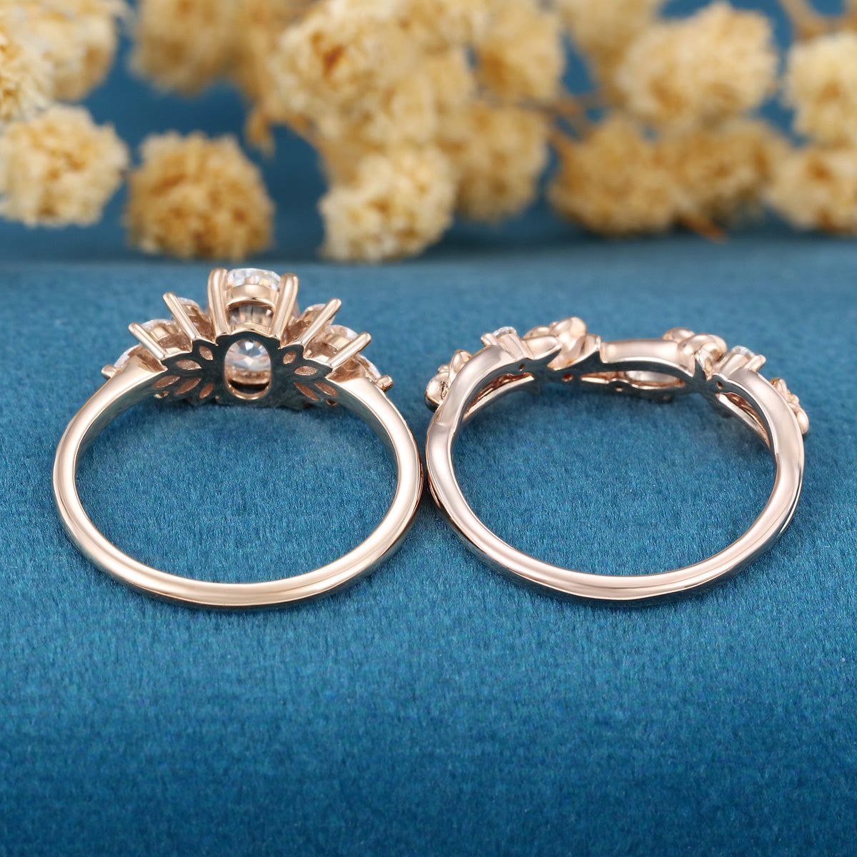 Oval cut 1.0 Carat Lab-Grown Diamond Wedding Bridal set