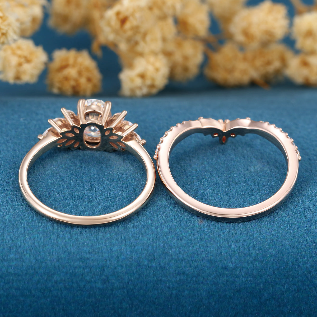 Oval cut 1.0 Carat Lab-Grown Diamond Wedding Bridal set