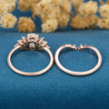 Oval cut 1.0 Carat Lab-Grown Diamond+Moss agate Wedding Bridal set