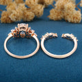 Oval cut Moissanite+ Opal Engagement ring Moss agate Wedding Bridal set