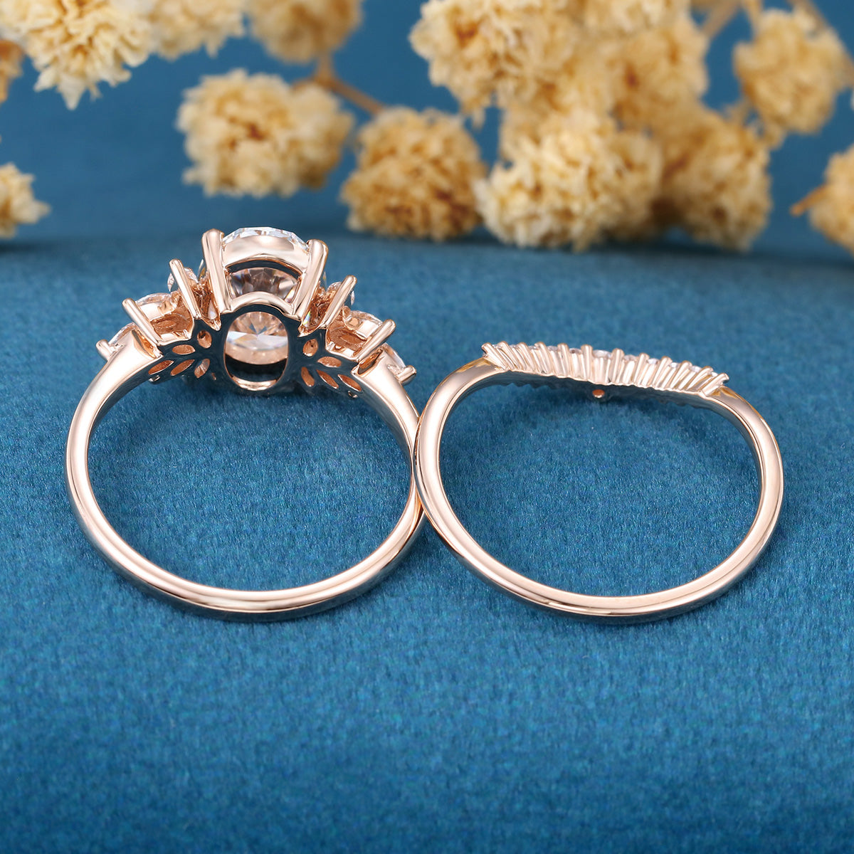Nature Inspired 1.8Carat Oval cut Lab grown diamond Bridal Set