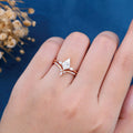Kite cut Lab-Grown Diamond Rose gold Cluster Diamond Wedding Bridal Set