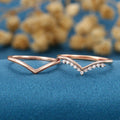 Double Diamond Curve Wedding Band Matching Engagement ring