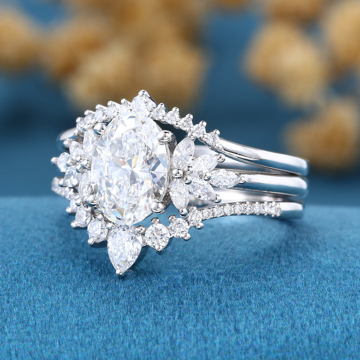 Nature Inspired 1.8Carat Oval cut Lab grown diamond Bridal Set